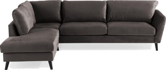 Trend 4 seters Venstrevendt L formet Sjeselongsofa i Fløyel Mørk grå