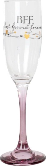BFF Best Friend Forever - Champagneglass med Rosa Stett i Gaveeske
