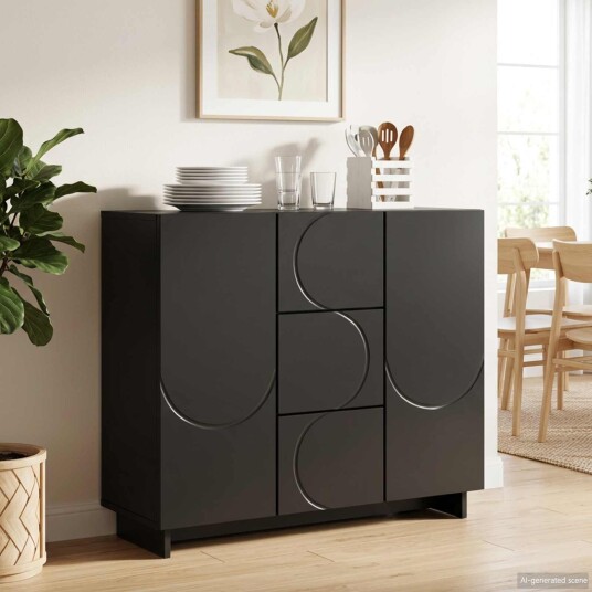 vidaXL Serviesskap Svart 85,5 x 31 x 75 cm Konstruert tre
