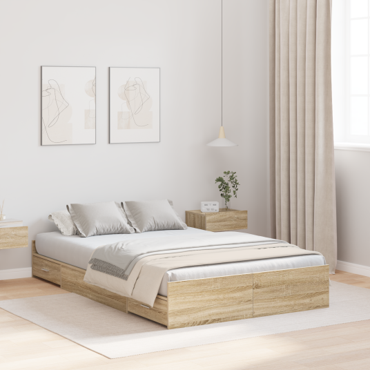  Seng med lagring Sonoma eik 120 x 190 cm Konstruert tre