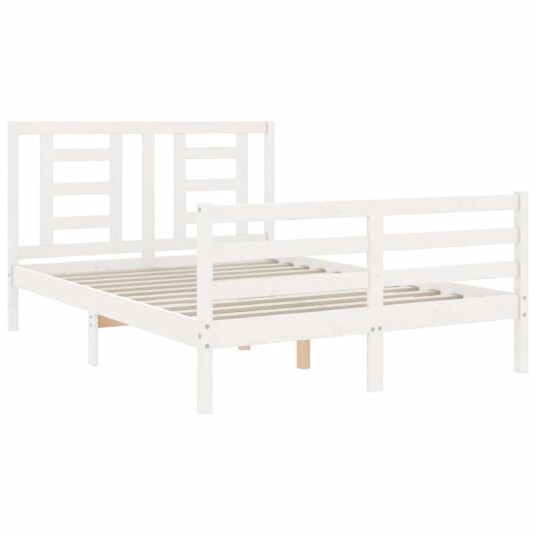 vidaXL Sengeramme med hodegavl hvit 140x200 cm heltre