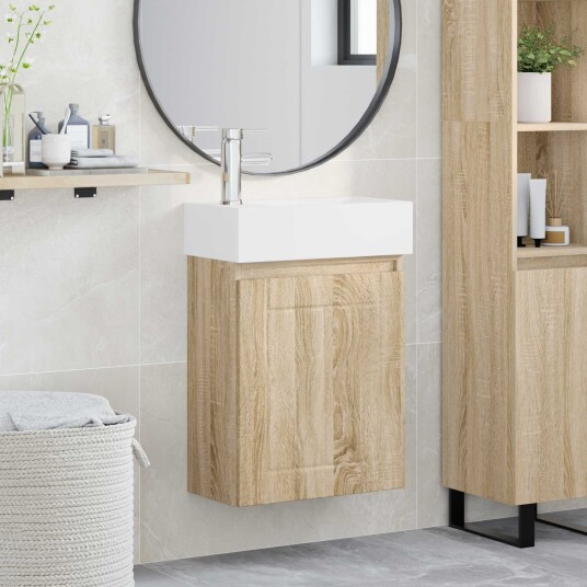 Badeværelses enhet med kran Sonoma eik 45,5 x 25,5 x 84 cm Badeværelses enhet med kran Sonoma eik 45,5 x 25,5 x 84 cm