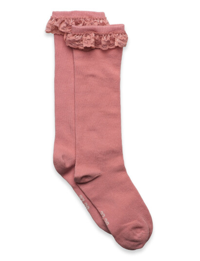 Minymo Knee Sock W. Lace Pink 27\30