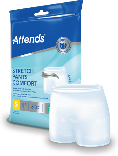 Attends Stretchpants Comfort Unisex Small med korte ben 3 stk. Attends Stretchpants Comfort Unisex Small med korte ben 3 stk.