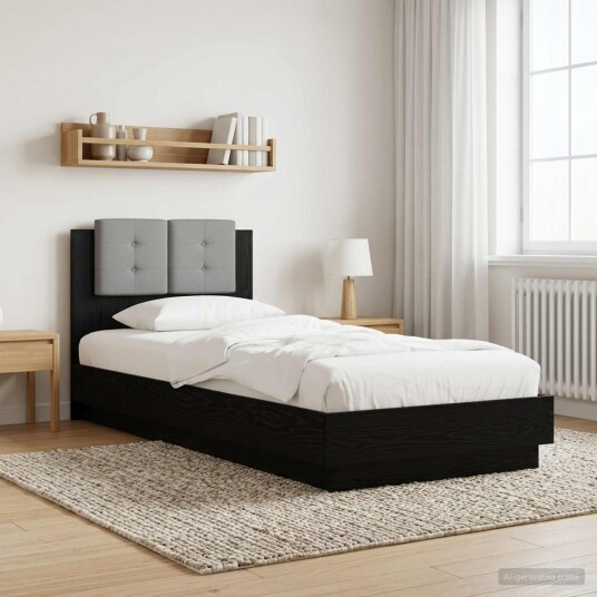 vidaXL Sengestamme med hodegatt Svart eik 80 x 200 cm Konstruert tre