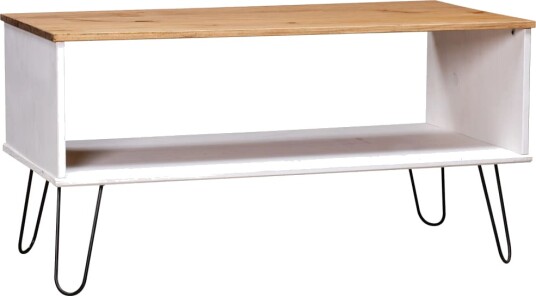 vidaXL Salongbord New York hvit og naturell heltre furu