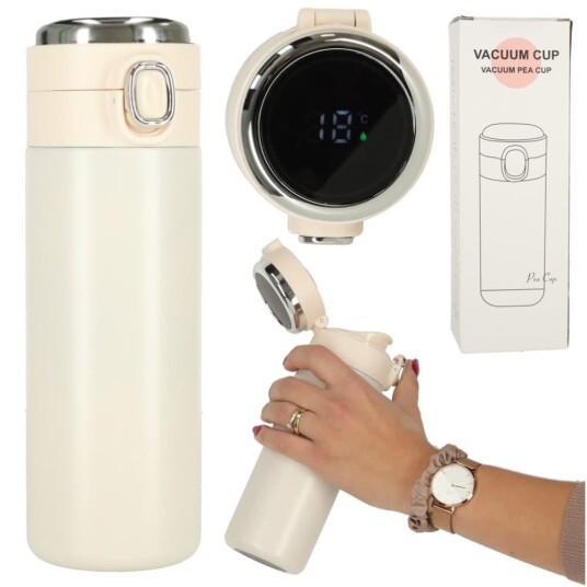 Termokrus med munnstykke LED termos 420ml beige