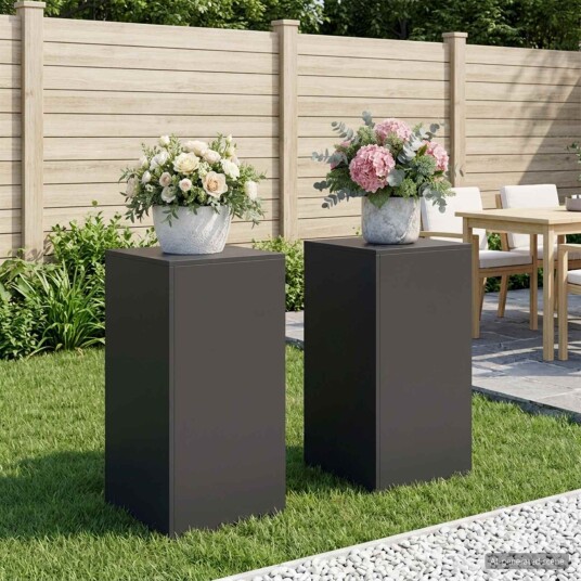 vidaXL Planteholder 2 pcs Svart 40 x 40 x 80 cm Stål