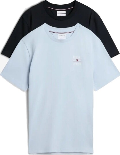 Tommy Hilfiger 2 Pack Chest Graphic Reg Tees NAVY SKY BLUE S