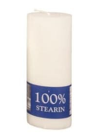 Bloklys Ø60x160 mm Brændetid 50 timer Ren stearin Hvid,12 stk/krt