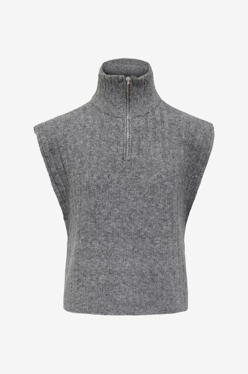 Kids Only Vest kogJeanett Life SL Rib Roll Vest CP Grå