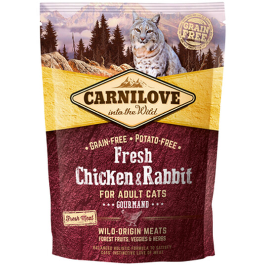 Carnilove Kattemat Kylling og Kanin 400g - Kornfri Tørrfôr med Vitaminer og Omega-fettsyrer