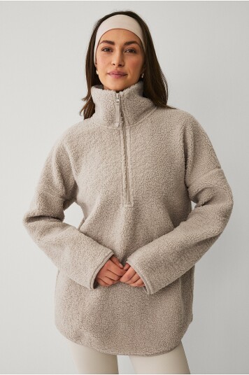 Ellos STUDIO Pullover Half Zip Pile Core Natur Ellos STUDIO Pullover Half Zip Pile Core Natur