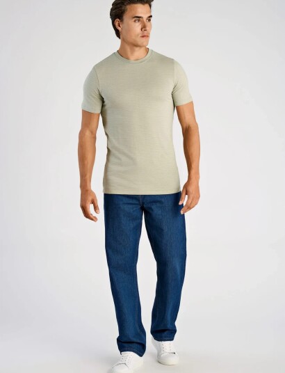 Lindbergh Striped O Neck Tee S/S Khaki green L