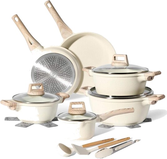 Granitt kokekarsett 15 deler – non stick induksjonsklar