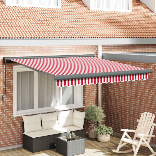 vidaXL manuell uttrekkbar markise rød og hvit stripe 300x250 cm