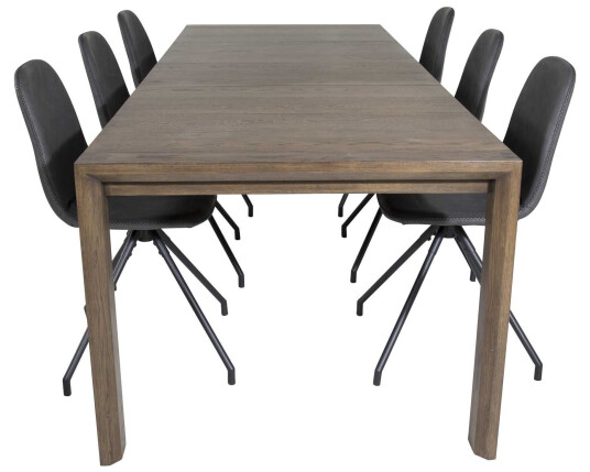 Venture Design Slider & Polar spisegruppe Natur/svart 6 st stoler & bord 170 x 95 cm