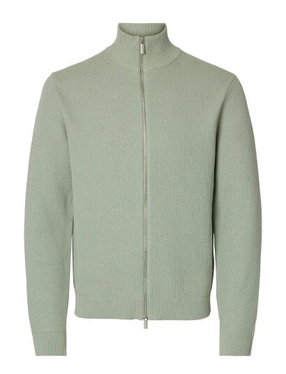 Selected Slmdane Ls Knit Structure Full Zip Noos Green XXL Selected Slmdane Ls Knit Structure Full Zip Noos Green XXL