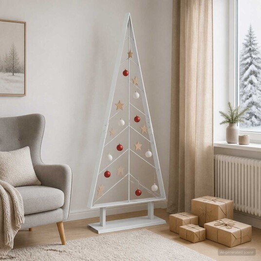 vidaXL Juletre i metall med fot KUOPIO 125 cm Stål Hvit