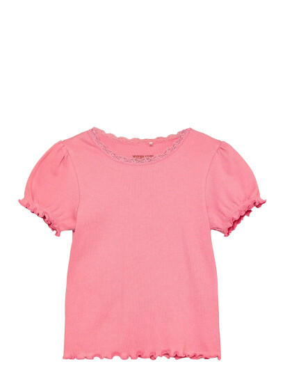Huttelihut T Shirt Ss Rib Pink 110