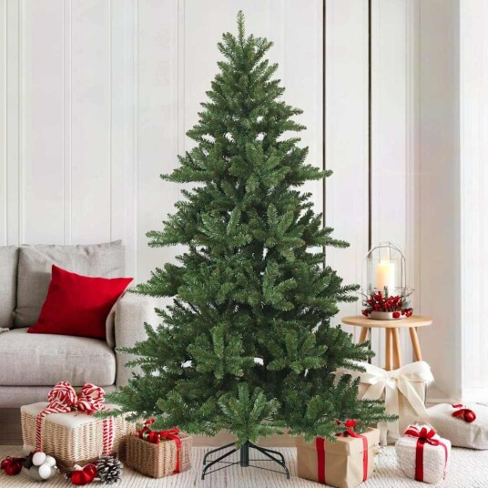 Kunstig sammensatt juletre med stativ grønn 180 cm PVC stål Kunstig sammensatt juletre med stativ grønn 180 cm PVC stål