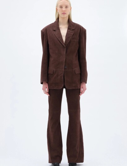 REMAIN Birger Christensen Oversized Suede Blazer Brown 32