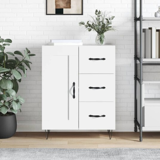 vidaXL Skjenk hvit 69,5x34x90 cm konstruert tre