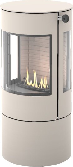Viva L 100 sand frittstående biopeis med sideglass og ståldør Viva L 100 sand frittstående biopeis med sideglass og ståldør