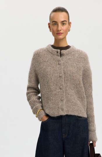 Selected Femme Gabriella Long Sleeve Knit Button Cardigan Grå L