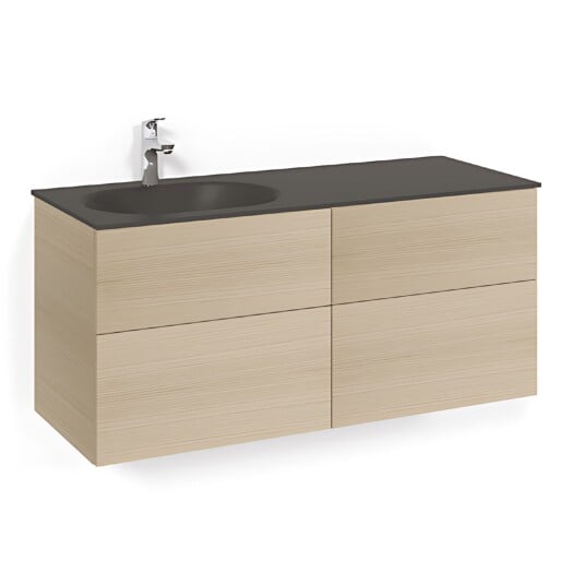 Macro Design Crown Servantskap 4-skuff - med Venstre Glasservant 120cm Eik / Plain/push-open Glass Edge Svart Macro Design Crown Servantskap 4-skuff - med Venstre Glasservant 120cm Eik / Plain/push-open Glass Edge Svart