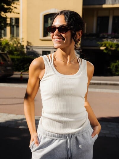 Exilli Aura Ribbed Singlet Hvit XL