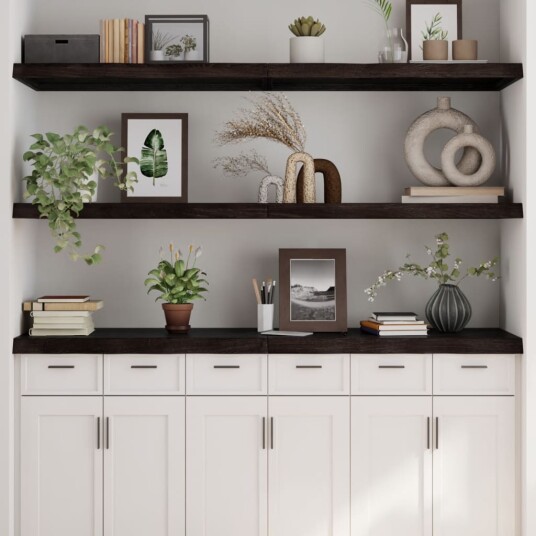vidaXL Vegghylle m?rkegr? 160x60x6 cm behandlet heltre eik vidaXL Vegghylle m?rkegr? 160x60x6 cm behandlet heltre eik