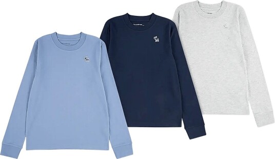 Abercrombie Kids 3E 3Pk Ls Tee Blue 128/132