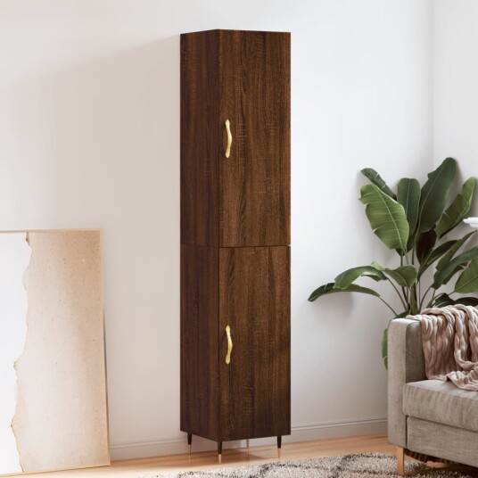vidaXL Highboard brun eik 34,5x34x180 cm konstruert tre 8720845481988