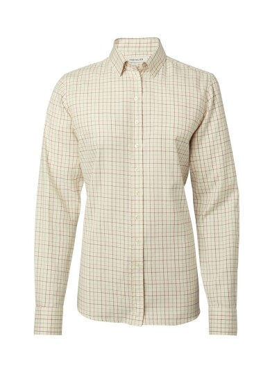 Chevalier Dollis Shooting Fit Wool Shirt Women Cherry Red Tattersall 38W