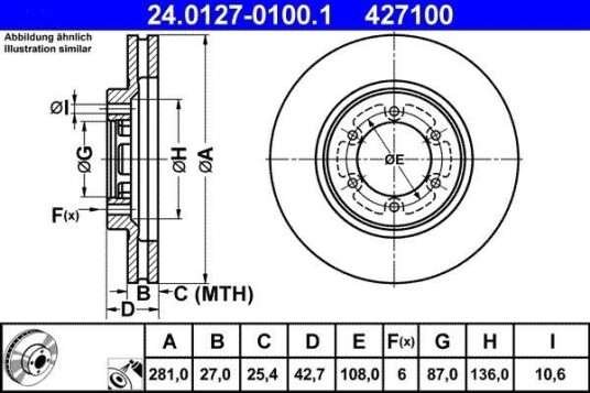 Bremseskive ATE 24.0127-0100.1