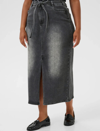 Kaffe Curve Kcally Denim Skirt - Grey - 54