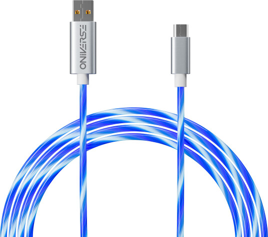 Oniverse Micro USB ladekabel LED 2m hvit 1284746