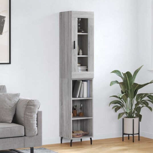 vidaXL Highboard grå sonoma 34,5x34x180 cm konstruert tre 8720845488055