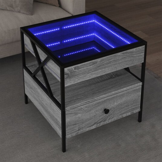  Salongbord med Infinity LED grå sonoma 50x50x51 cm 847715
