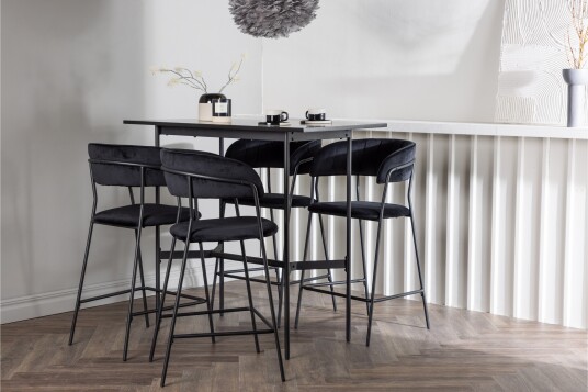 Venture Home Rax Spisegruppe 120 cm Rektangulær med 4 Lui Stoler Sort