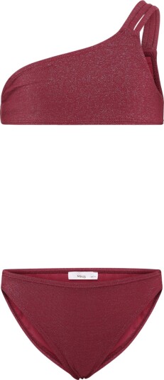 Mango Asymmetric Shimmer Bikini Burgundy 9 10