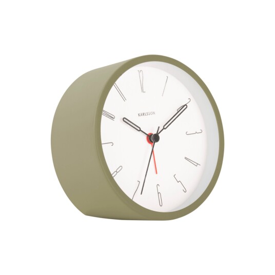 KARLSSON Alarm Clock Belle Numbers Iron Moss Green - Khaki green - Ø 11 CM