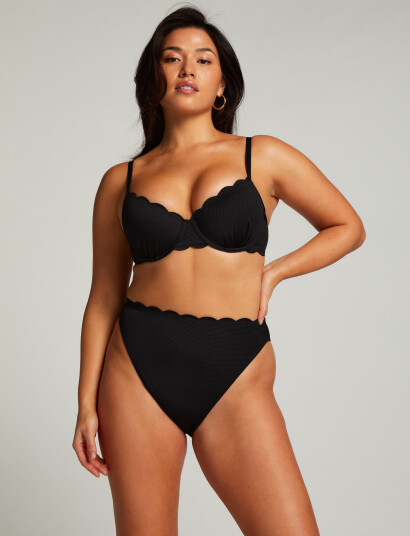 Hunkemöller Scallop High Leg Hw - Blue - XXS