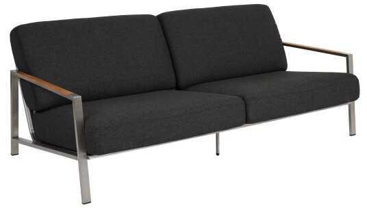 Brafab Naos 2,5-seter sofa Rostfritt med grå dyna Teak armstöd Grå Brafab Naos 2,5-seter sofa Rostfritt med grå dyna Teak armstöd Grå