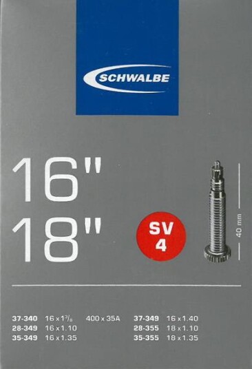 Schwalbe 16"og 18"SV Racerventil