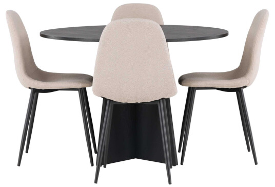Venture Design Bootcut & Polar spisegruppe Beige/svart 4 stoler & bord 110 cm