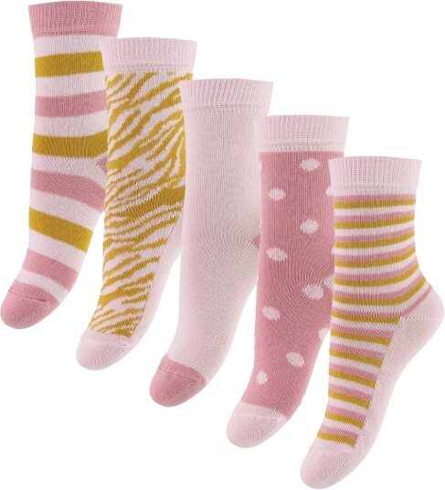 Minymo Sock W. Pattern (5-Pack) Pink 27-30 Minymo Sock W. Pattern (5-Pack) Pink 27-30