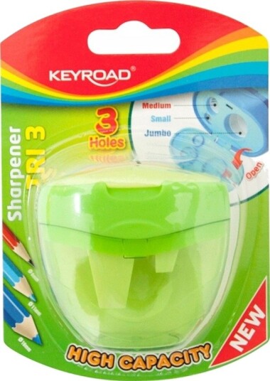 Keyroad Blyantspisser I Plast, Trippel, Blister - Miks Farger