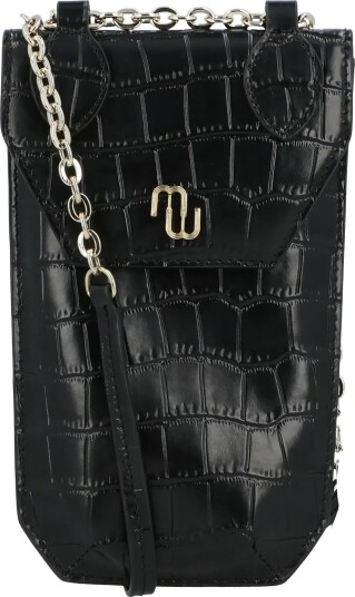 Maje Croco Embossed Leather Phone Holder Black ONE SIZE Maje Croco Embossed Leather Phone Holder Black ONE SIZE